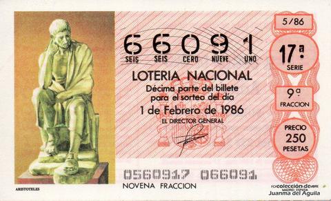 Décimo de Lotería 1986 / 5