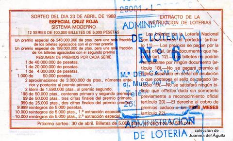 Reverso décimo de Lotería 1988 / 17