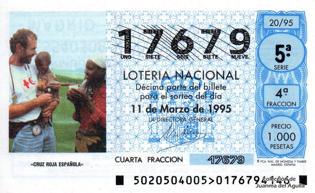 Décimo de Lotería Nacional de 1995 / 20 - «CRUZ ROJA ESPAÑOLA»