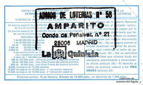 Reverso décimo de Lotería 1997 / 12