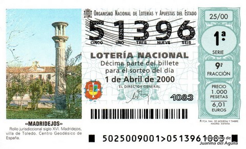 Décimo de Lotería 2000 / 25