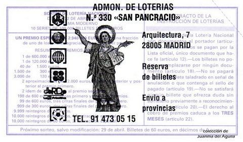 Reverso décimo de Lotería 2006 / 32