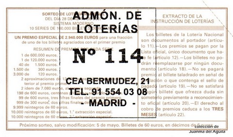 Reverso décimo de Lotería 2007 / 34