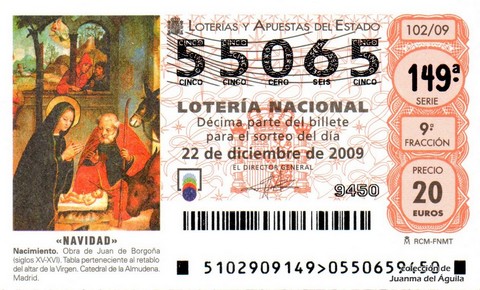 Décimo de Lotería Nacional de 2009 Sorteo 102 - «NAVIDAD»