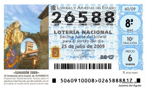 Décimo de Lotería Nacional de 2009 Sorteo 60 - «SAHAGÚN 2009»