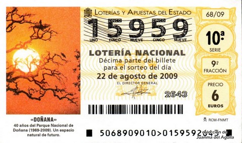 Décimo de Lotería Nacional de 2009 Sorteo 68 - «DOÑANA»